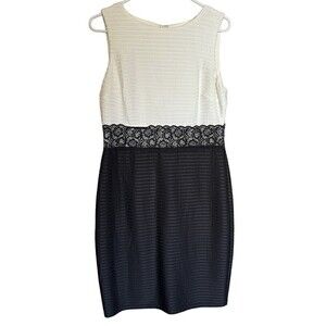 LONDON STYLE COLLECTION Women's Sleeveless Dress Size 12 Black White Lace